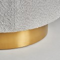 Luxusně Art-deco otočné křeslo Sumer s buklé čalouněním v šedo-bílé barvě na robustní zlaté podstavě 84cm