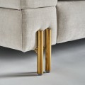 Luxusní čalouněná Art-deco sedačka Krevitz s prošívaným potahem v šedo-bílé barvě se zlatými nožičkami 235cm