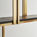Luxusní art deco regál Midas se šesti policemi se zlatou kovovou konstrukcí s lineární zdobením 240 cm