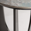 Luxusní kulatý příruční stolek Costa Brava se světlou modrou vrchní deskou a designovými černými překříženými nožičkami 50 cm