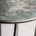 Luxusní kulatý příruční stolek Costa Brava se světlou modrou vrchní deskou a designovými černými překříženými nožičkami 50 cm