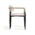Luxusní art-deco jídelní židle Marinna s černou konstrukcí se zlatými prvky a bílým čalouněním 54 cm