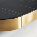 Luxusní art deco čtvercový konferenční stolek Jackson s mramorovou vrchní deskou a zlatou podstavou 100 cm