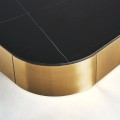 Luxusní glamour čtvercový konferenční stolek Jackson s jednou nohou s mramorovou deskou se zaoblenými rohy černá zlatá 100 cm