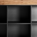 Luxusní moderní nízká knihovna Escuro v černé barvě s designovým rámem z hnědého dřeva 180 cm