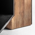 Luxusní moderní nízká knihovna Escuro v černé barvě s designovým rámem z hnědého dřeva 180 cm