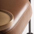 Luxusní kožené křeslo Herman v industriálním stylu s kulatým podnosem na opěrce hnědá 82 cm