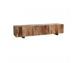 Luxusní moderní konferenční stolek Elmond z bukového dřeva v hnědých přírodních odstínech s kresbou letokruhů 160 cm