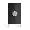 Luxusní art deco skříň Tesoreria s designovou úchytkou zdobenou kostovou inkrustací černá 181 cm