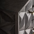 Luxusní art-deco noční stolek Oxalis se dvěma šuplíky a ozdobným reliéfním vyřezáváním tmavá čokoládová hnědá 55 cm