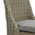 Luxusní ratanová jídelní židle Ratis béžové barvy a dřevěnými nožičkami hnědé barvy se sedacím polštářem 90 cm