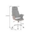 Designová kožená otočná kancelářská židle Madison s dřevěnými prvky na kolečkách hnědá černá 64 cm