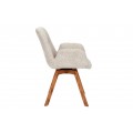 Designová moderní otočná židle Gothenborg se světlým béžový buklé čalouněním as opěrkami na ruce 61 cm
