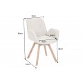 Designová moderní otočná židle Gothenborg se světlým béžový buklé čalouněním as opěrkami na ruce 61 cm