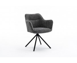 Moderní designová otočná židle Kristal Graphite s tmavým šedým čalouněním a kovovými nožičkami 80 cm