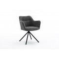 Moderní designová otočná židle Kristal Graphite s tmavým šedým čalouněním a kovovými nožičkami 80 cm