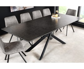 Moderní rozkládací obdélníkový jídelní stůl Tramontana s překříženými nožičkami a antracitovou černou vrchní deskou 160 cm