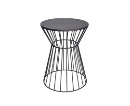 Industriální kulatý příruční stolek Esme s designovou podstavou se siluetou přesýpacích hodin grafitová černá 45 cm