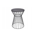 Industriální příruční stolek Esme s podstavou ve tvaru přesýpacích hodin s kletkovým designem z kovu as kulatou vrchní deskou v grafitové černé barvě