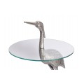 Designový kulatý příruční stolek Ardea se skulpturální podstavou ve tvaru volavky ve stříbrné barvě 88 cm