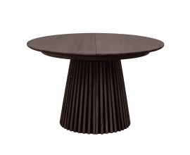 Moderní kulatý jídelní stůl Davidson rozkládací tmavě hnědý 120-200cm
