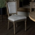 Luxusní jídelní židle Antiquités Francaises s ručním vyřezáváním v pískové hnědé barvě a se světlým čalouněním 51 cm