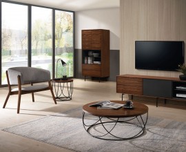 Skandinávská obývací sestava Nordica Nogal v hnědé ořechové barvě v minimalistickém moderním stylu