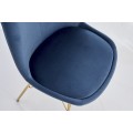 Designová židle Scandinavia se zlatými kovovými nožičkami a modrým potahem 86cm