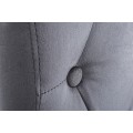 Moderní šedá sametová jídelní židle Nackenrolle s prošívaným vysokým opěradlem s knoflíky a černými nožička 108 cm