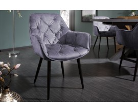 Retro designov&eacute; čalouněn&eacute; fialov&eacute; křeslo Milano s područkami 84cm