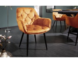 Retro designov&eacute; čalouněn&eacute; oranžov&eacute; křeslo Milano s područkami 84cm