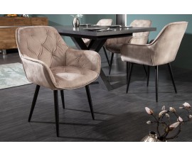 Retro designov&aacute; b&eacute;žov&aacute; čalouněn&aacute; j&iacute;deln&iacute; židle Milano s područkami 84cm