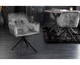 Designová otočná kancelářská židle Devon s tmavě šedým čalouněním a černým šikmýma nohama z kovu 83cm