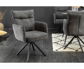 Moderní otočná jídelní židle Laggan s černými nohama a antracitovým potahem 90cm