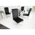 Stylová klasická sametová moderní jídelní židle Modern Barock s chromovými stříbrnými nožičkami a černým potahem 106 cm