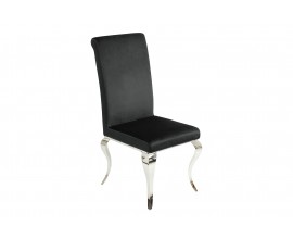 Stylová klasická sametová moderní jídelní židle Modern Barock s chromovými stříbrnými nožičkami a černým potahem 106 cm
