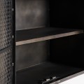 Luxusní industriální skříň Oliver s dvojitými dvířky s kovovým výpletem s kosočtvercovým vzorem černá 201 cm