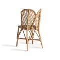 Luxusní zahradní židle Ellazo se zádovou opěrkou s designem listů z ratanu v přírodní světle hnědé barvě