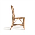 Luxusní zahradní židle Ellazo z ratanu s opěrkou s výpletem v chevron vzoru světle hnědá 95 cm