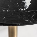 Luxusní art deco kulatý jídelní stůl Brilon s černou vrchní deskou s mramorovým designem a zlatou nohou 90 cm