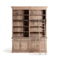 Luxusní masivní knihovna Constantine s žebříkem a úložným prostorem ve skříňkách a zásuvkách světle hnědá 197 cm