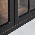 Luxusní černá vintage čtyřdveřová vitrína Zena Noir se skříňkami a šuplíky ve spodní části 205 cm