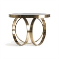 Luxusní art deco kulatý konferenční stolek Arossia s designovou podstavou ve tvaru tří obručí černá zlatá 60 cm
