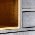 Luxusní art deco barová skříňka Philip z tmavě hnědého mangového dřeva s detaily ve zlaté barvě 184 cm