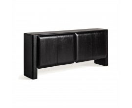 Luxusní čtyřdveřový příborník Alaric z mangového dřeva s designem čalouněných polštářů černá 190 cm