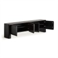 Luxusní moderní černý TV stolek Alaric se čtyřmi dvířky se zaoblenými hranami 200 cm