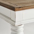 Luxusní bílý obdélníkový konferenční stolek Isla v provensálském stylu s hnědou vrchní deskou 130 cm