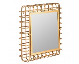 Luxusní zlaté art deco otočné nástěnné zrcadlo Philip s rámem s drátěným designem 76 cm