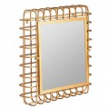 Luxusní čtvercové nástěnné zrcadlo Philip ve glamour stylu s kovovým rámem ve zlaté barvě s drátěnou konstrukcí a vyklápěcí zrcadlovou plochou