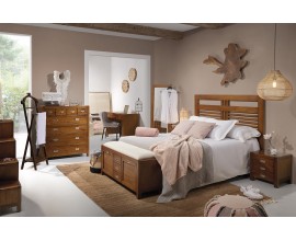 Luxusní sestava ložnicového nábytku Flash z masivního dřeva mindi v koloniálním stylu v teplé hnědé barvě
